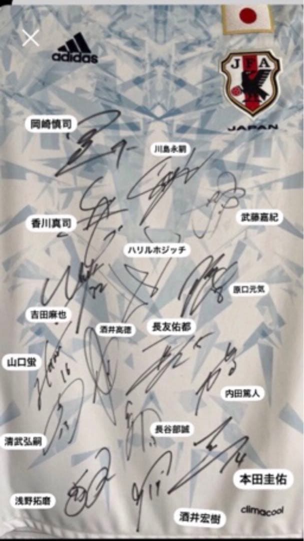 サッカー日本代表 サイン入りユニフォームと証明書