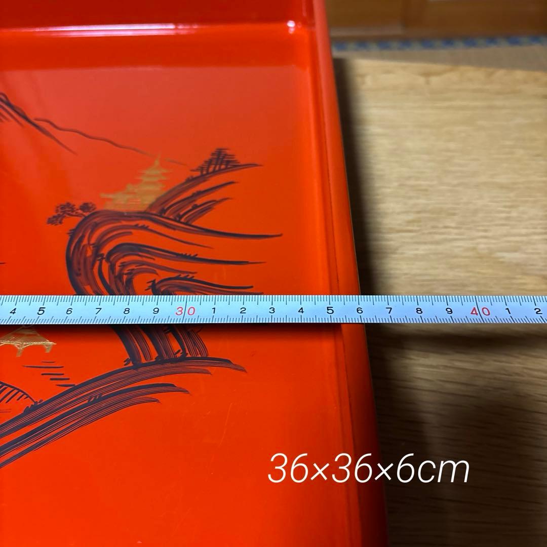 お値下げ中！会席盆 10枚組石山為七作 洗朱 角布塗り(別出品でお椀あります)