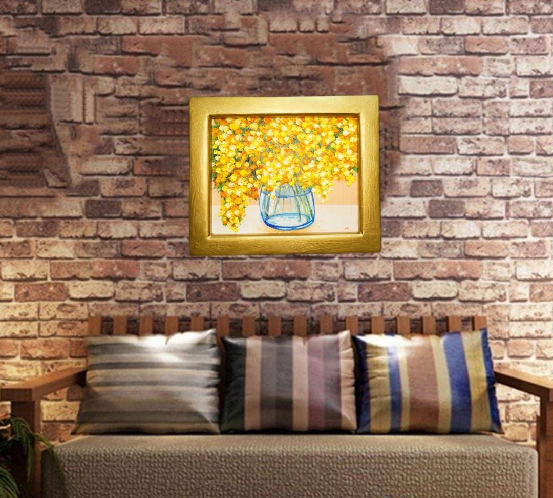 油絵 油彩 油彩画 絵画 絵 【ミモザ】