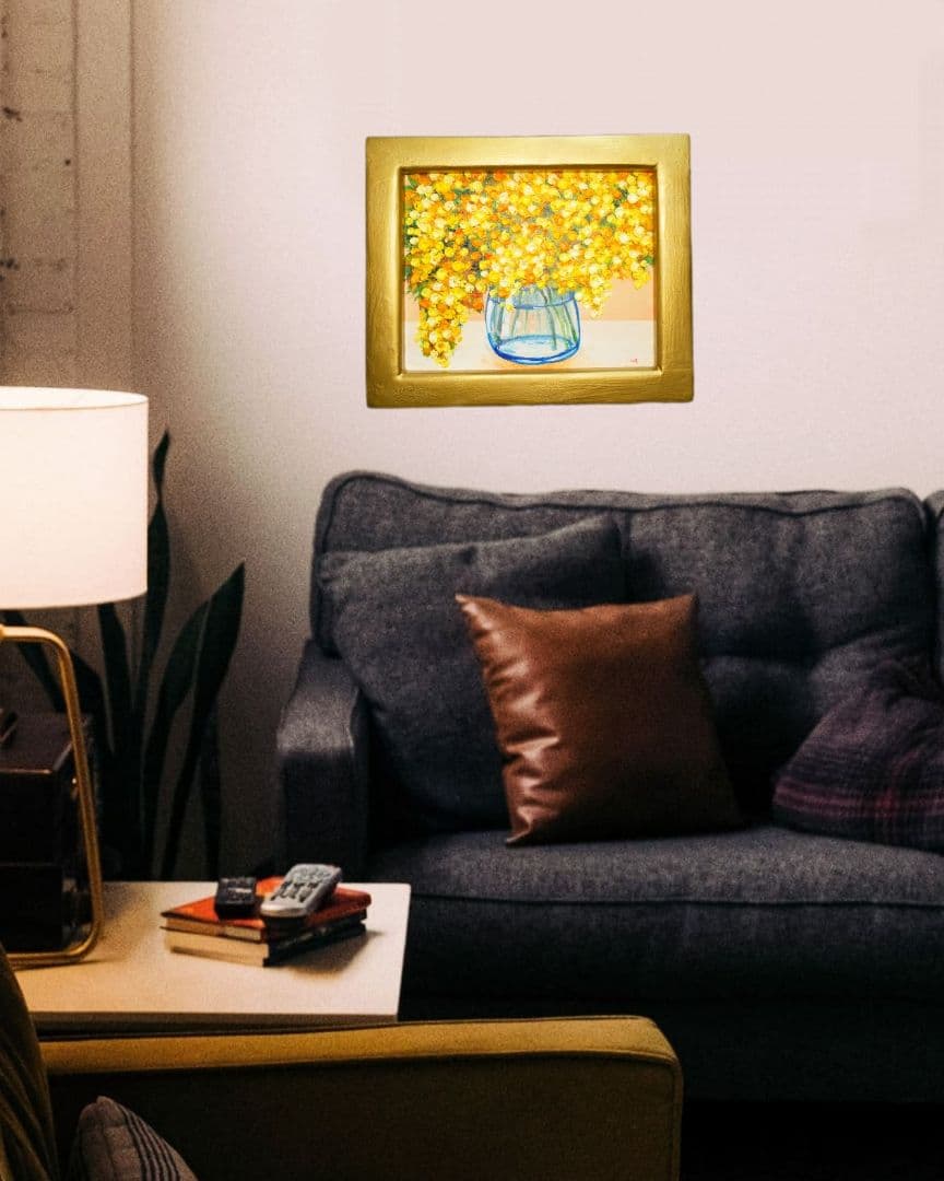 油絵 油彩 油彩画 絵画 絵 【ミモザ】