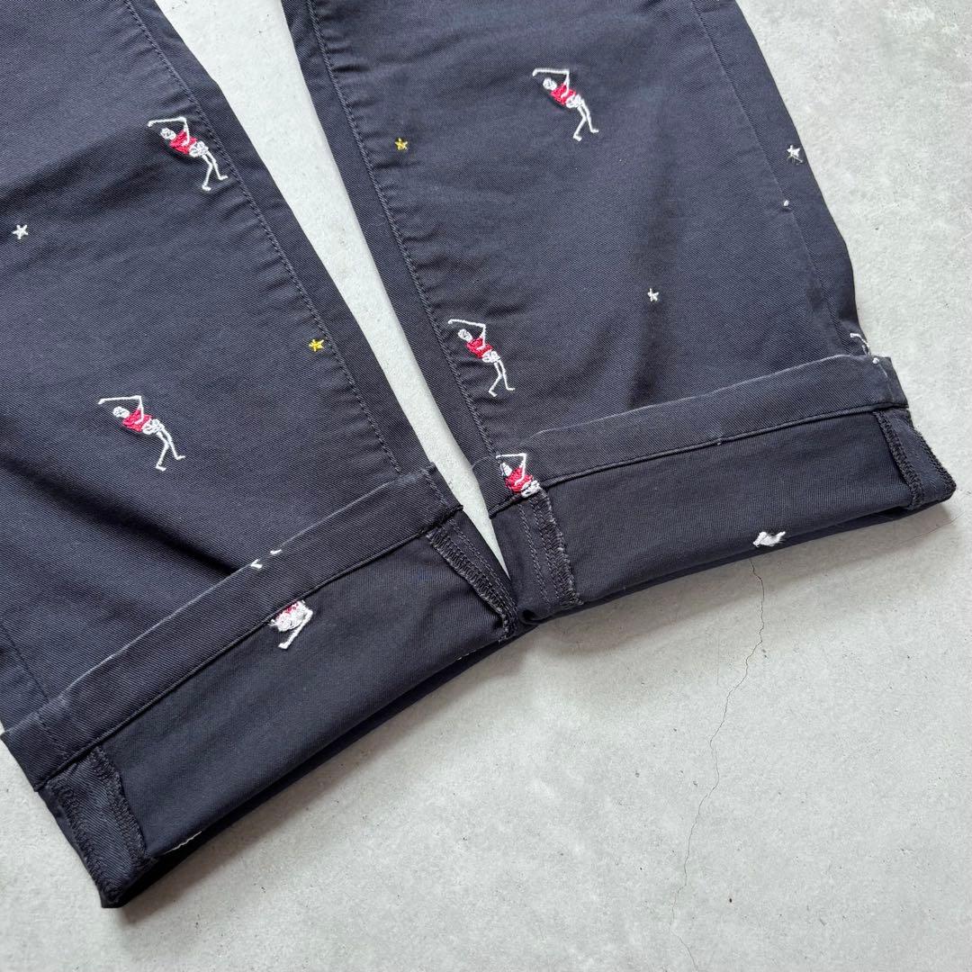 MARK&LONA マークアンドロナ ストレッチロングパンツ 刺繍 ロゴ M