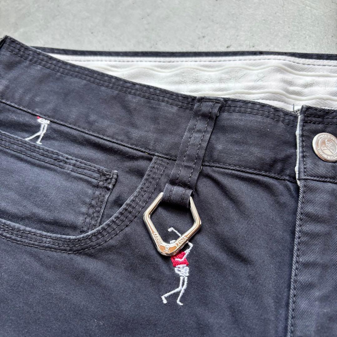 MARK&LONA マークアンドロナ ストレッチロングパンツ 刺繍 ロゴ M