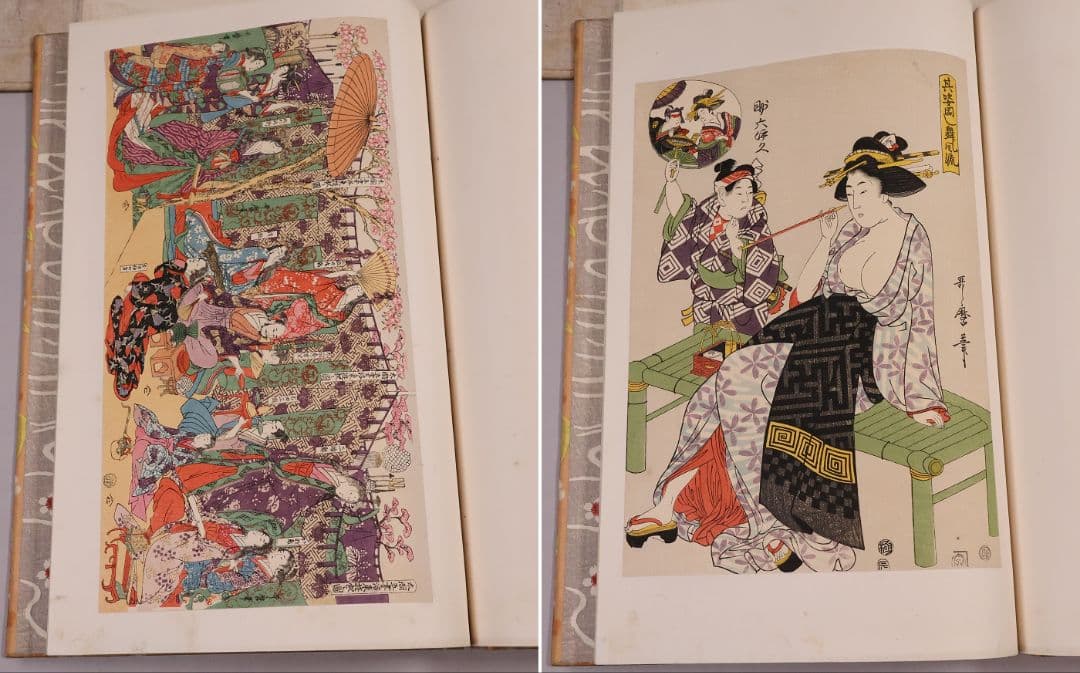 【３】手摺木版画 大正 浮世風俗 やまと錦絵 橋口五葉 60図冊揃【CM420】