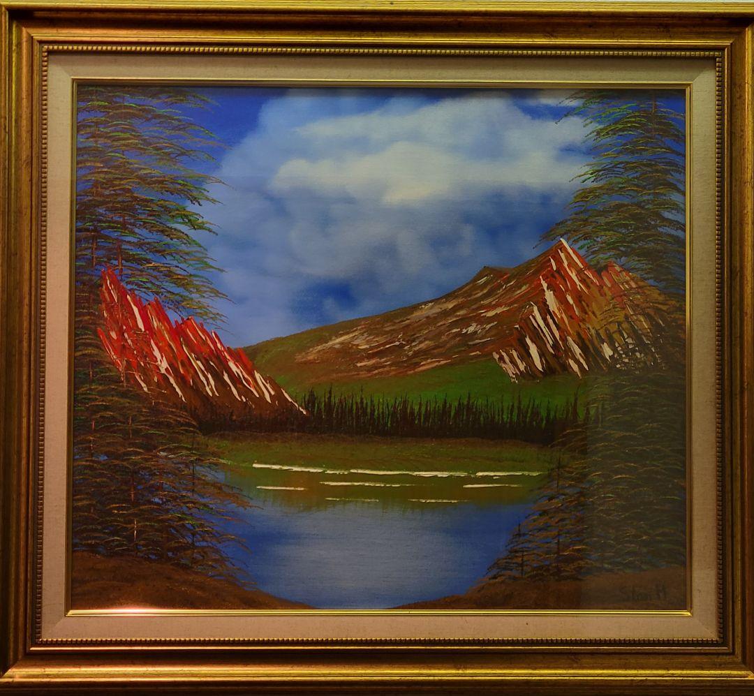 絵画 Mountain ridge lake