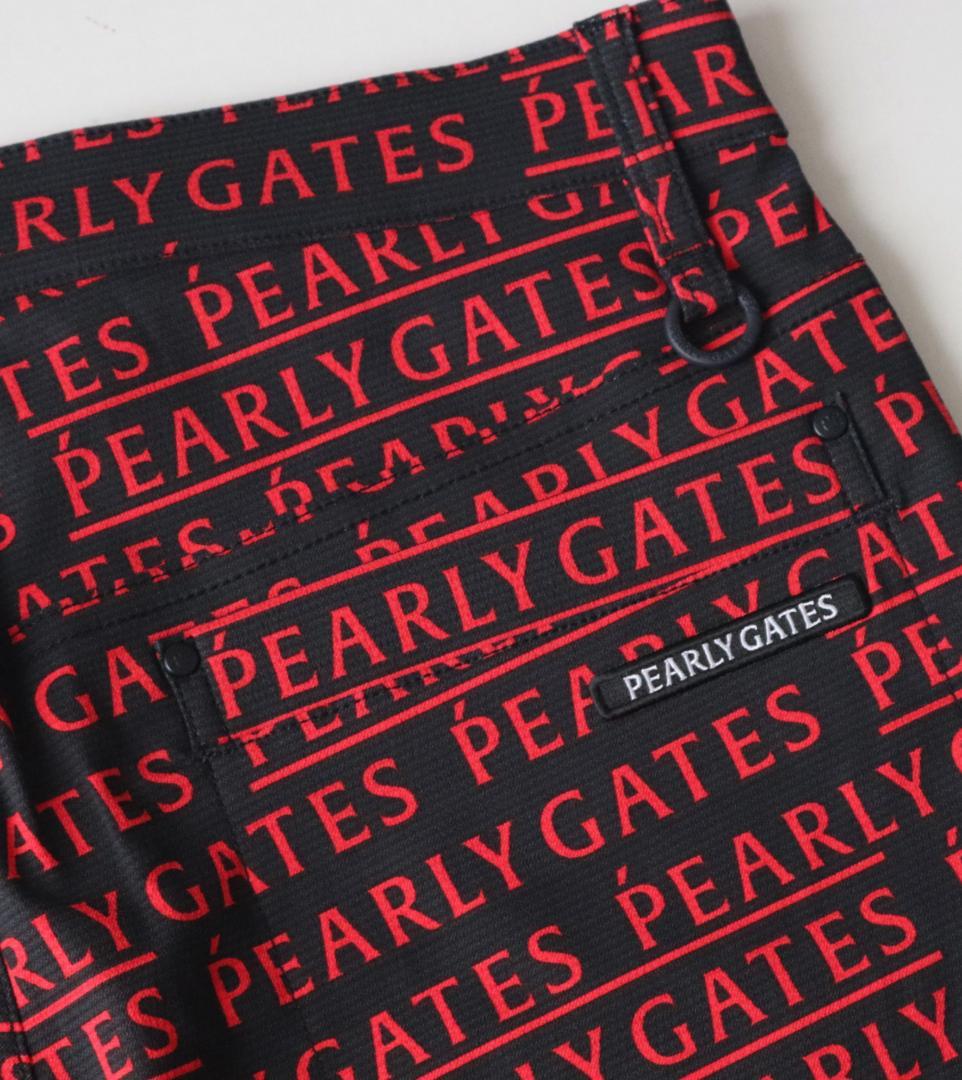 新品【パーリーゲイツ】EXストレッチ ロゴ総柄 ロングパンツ 黒 5(L)