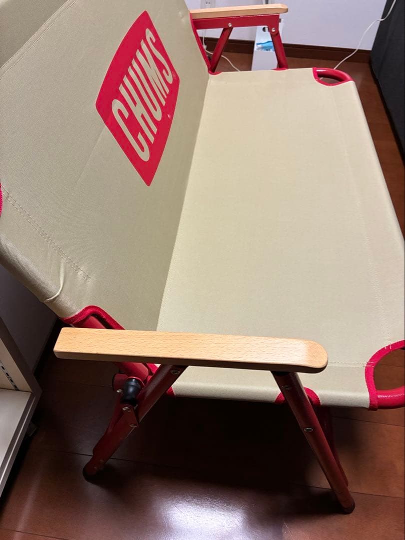 CHUMS 折りたたみアウトドアチェア ベージュ/レッド