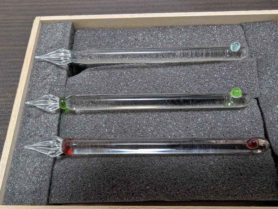 【美品】川西硝子　銀座蔦屋限定　ガラスペン字幅3本セット（薄水色・緑・赤）