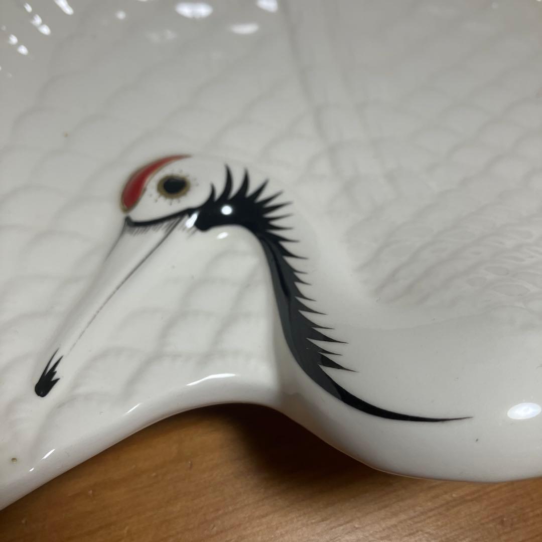 珍品 福寿堂 平安瑞香造 雅陶 『鶴』 鶴型皿 飾り皿