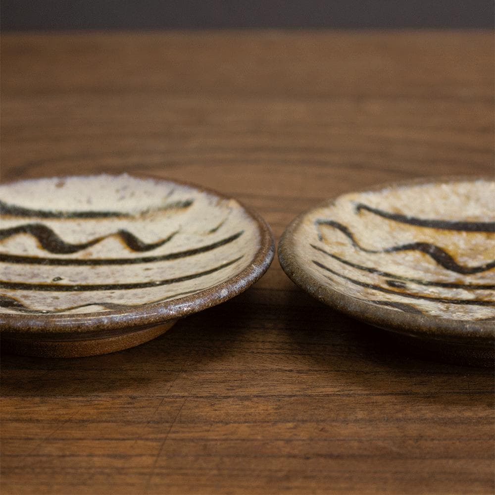 布志名焼 小皿 直径12.0cm 民芸 昭和レトロ スリップウェア（白6）