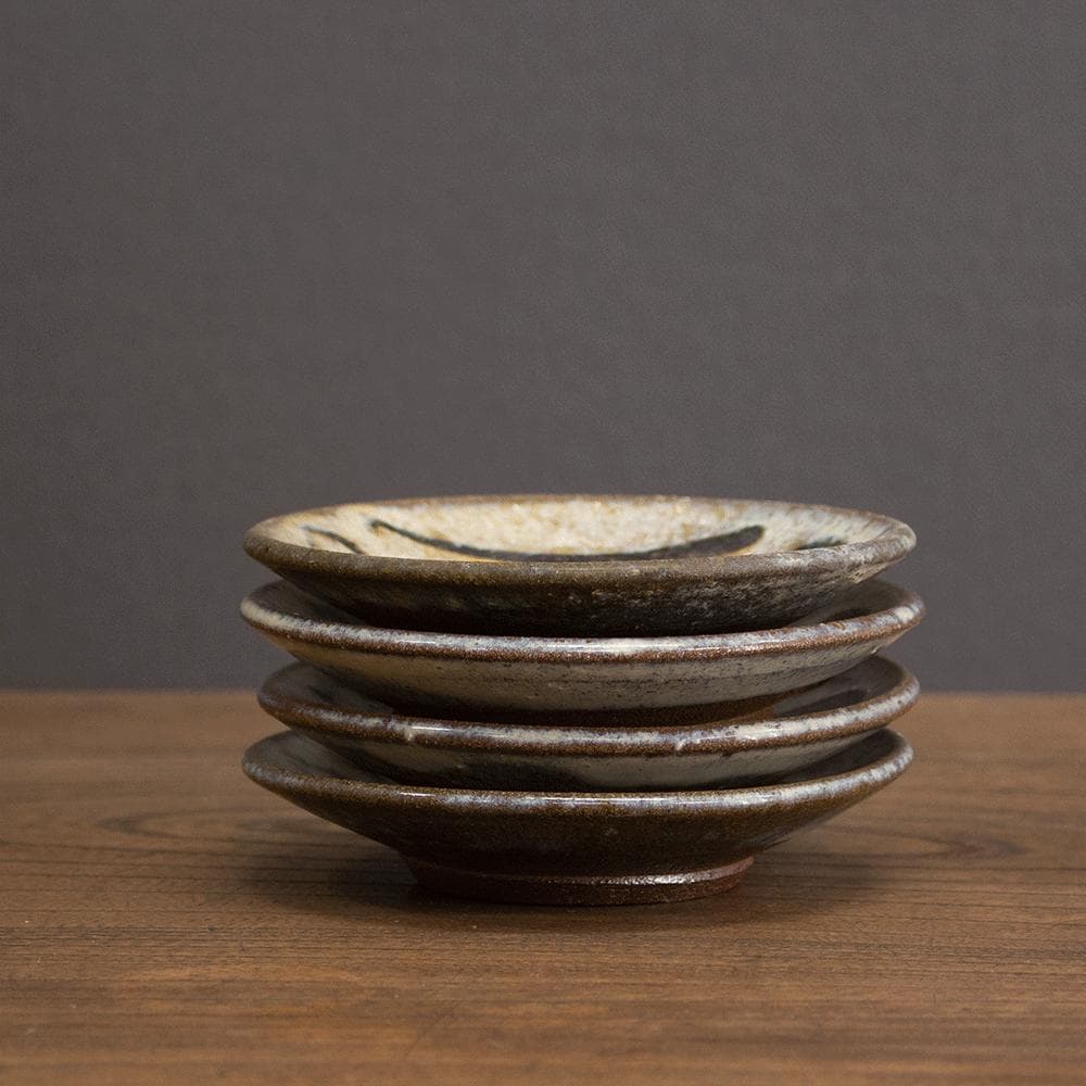 布志名焼 小皿 直径12.0cm 民芸 昭和レトロ スリップウェア（白6）