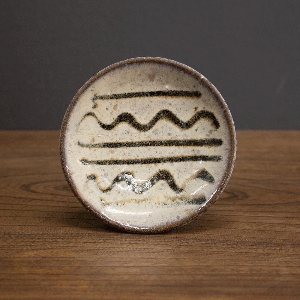 布志名焼 小皿 直径12.0cm 民芸 昭和レトロ スリップウェア（白6）