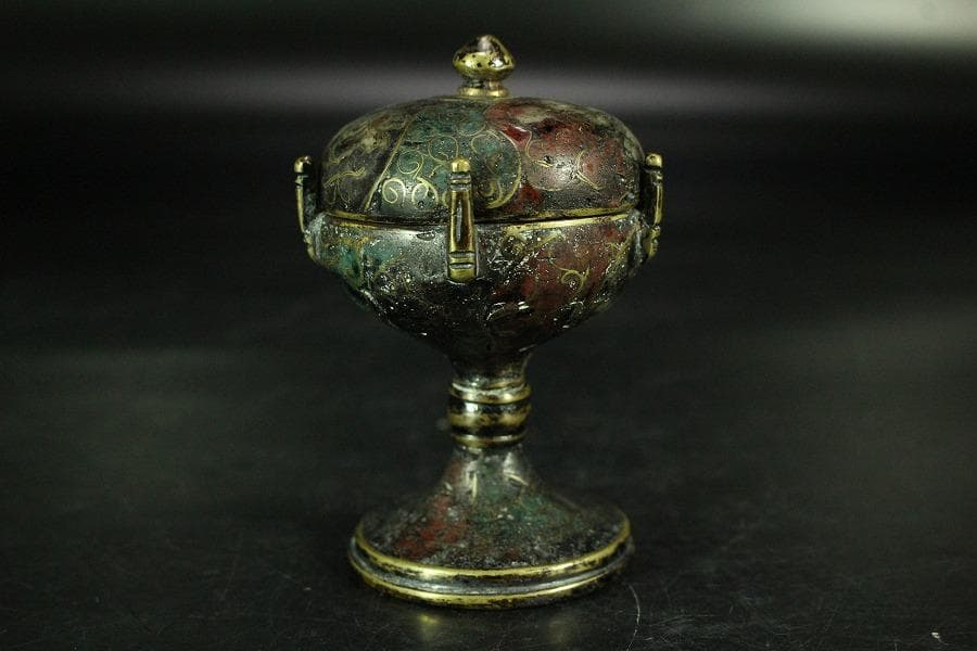 中国美術 唐物 捻紋 七宝 蓋置 書付(K-A823)