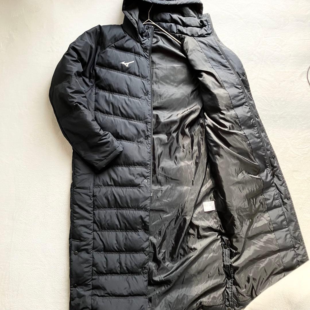 【美品】mizno ミズノ ベンチコート ダウン 袖リブ ブラック 黒 L