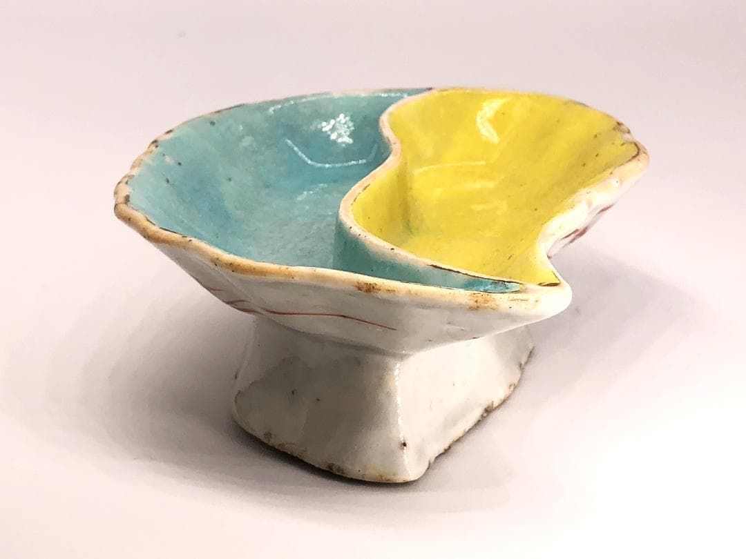 【 中華文物 古玩 】　高台皿　釜定蝋印有　明～清朝　蔵出骨董初