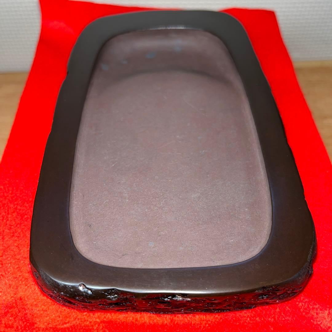 ⭕️赤間硯　新品美品　下井唯石　野面硯　弘雲堂　硯縁ツルツル　女性好み作品