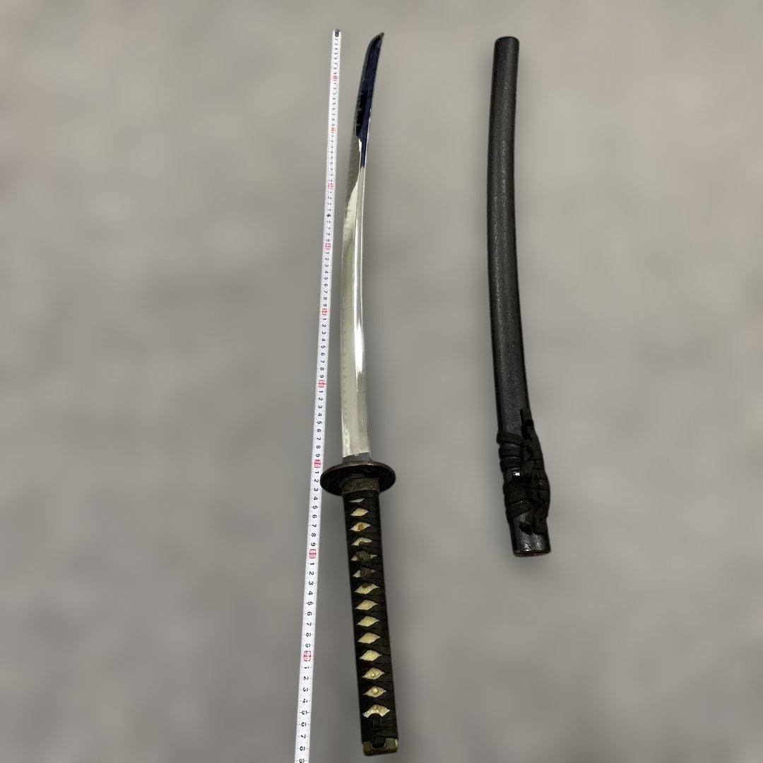 未開刃，模造刀、白鞘 刀 剣 長尺　模擬刀　湾刀 黒色の刀 約100cm
