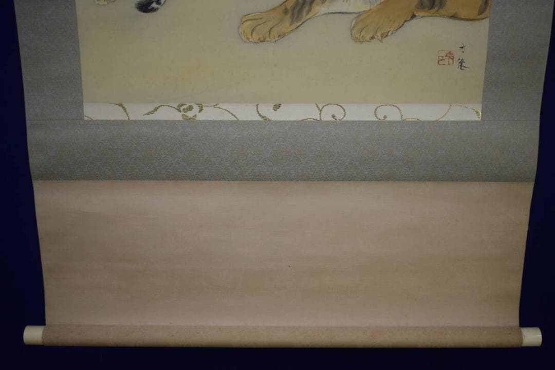 真作/東原方僊/猛虎図/布袋屋掛軸HG-991