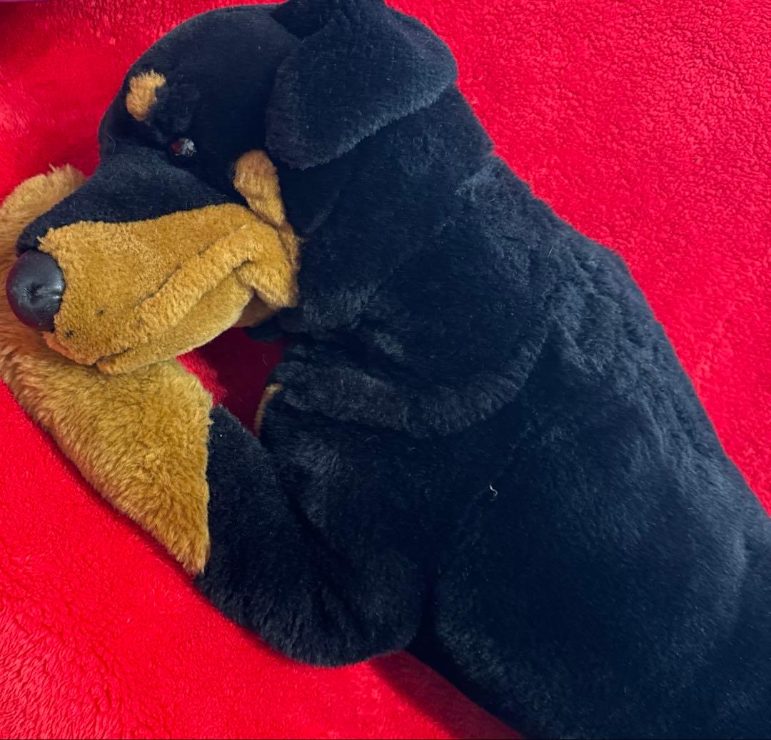 ⭐︎希少　大きな番犬　ぬいぐるみ　ドーベルマン？ロットワイラー？　寝そべり