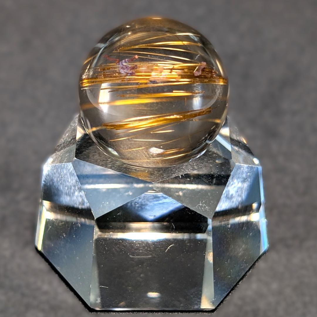 一点物 タイガータイチンルチルスフィア 18ミリ クリスタル台座 最強金運