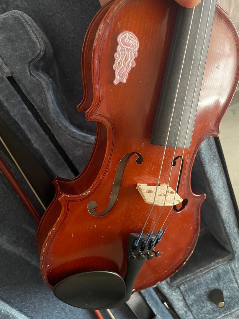 茶色のバイオリンと黒いケース