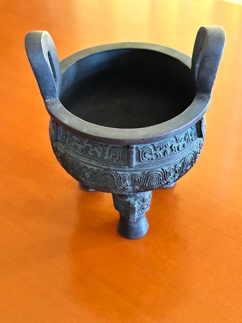 青銅製 鼎 商獣面紋 アンティーク