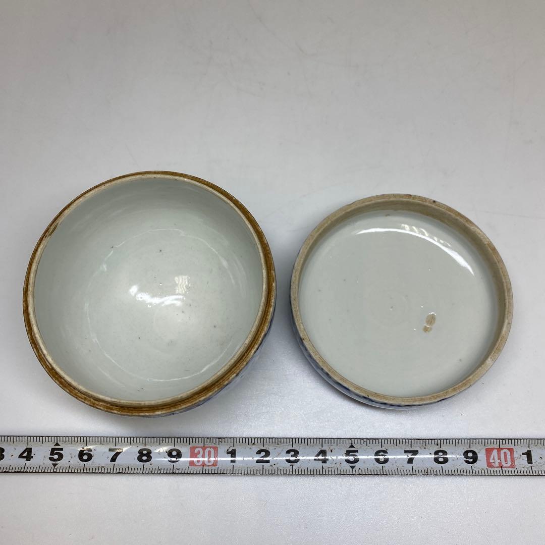 江戸中期　古伊万里　花唐草蓋物　高さ約7㎝ 東Y7-0204☆2Fタカチ