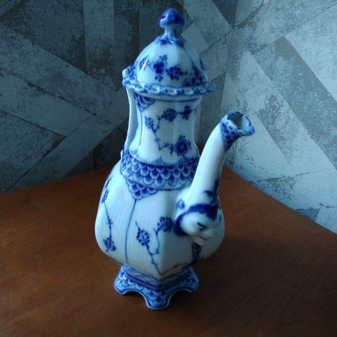 保存用ロイヤルコペンハーゲン　コーヒーポット　ブルーフルテッド　顔付き