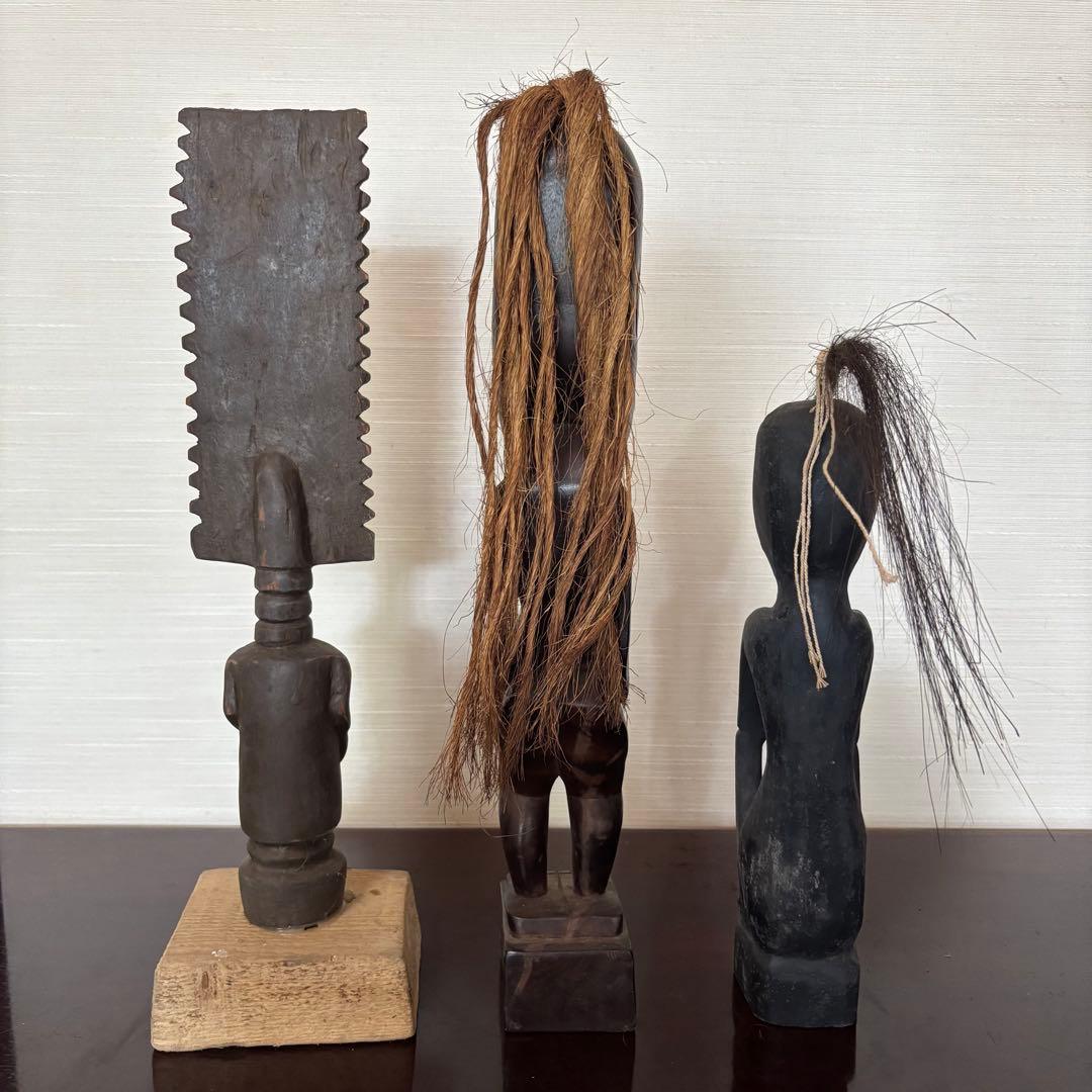 アフリカンスタイル 木製彫刻 中型　おまとめ