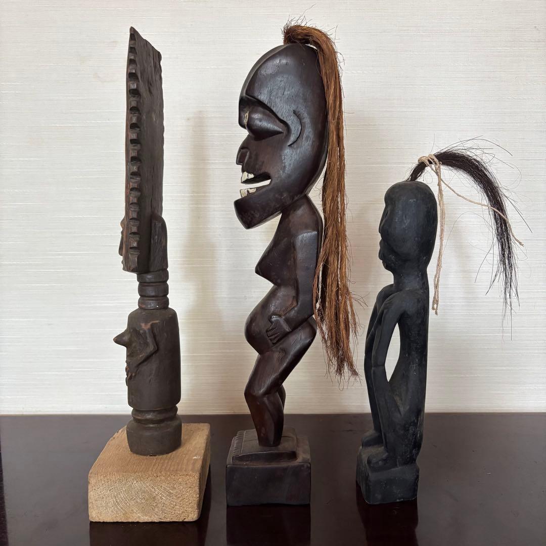 アフリカンスタイル 木製彫刻 中型　おまとめ