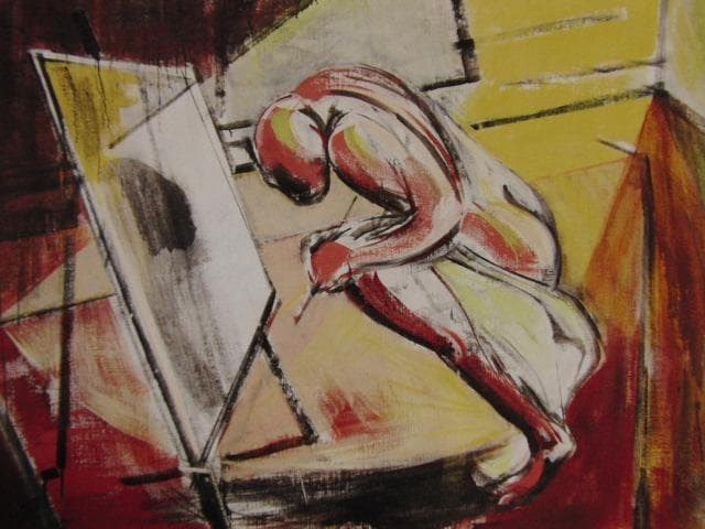 保ヶ渕靜彦、アトリエ、希少な画集より、新品高級額・額装付、状態良好