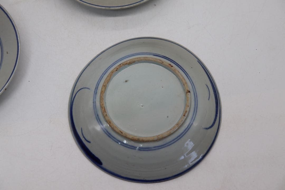 中国　清時代　染付中皿3点　アンティーク　送料込み250218