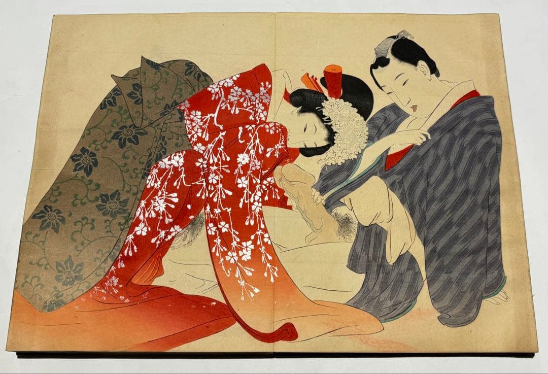 「明治期 彩色木版画春画帖」12図1帖|艶本 浮世絵 木版刷り 和本