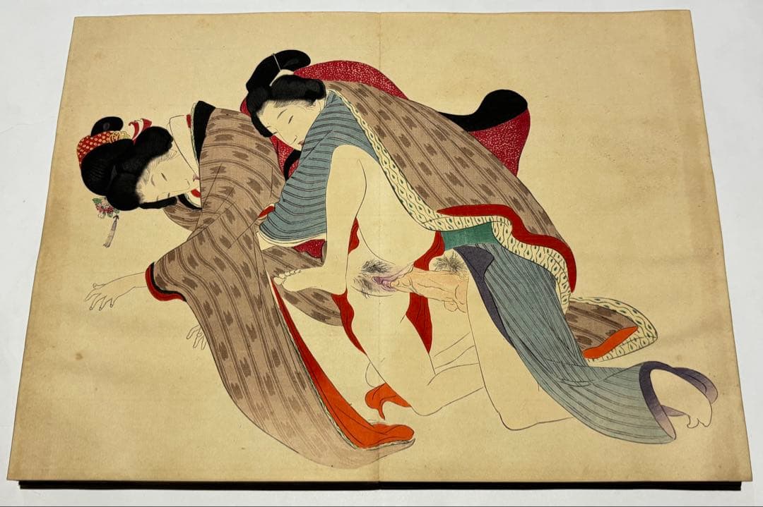 「明治期 彩色木版画春画帖」12図1帖|艶本 浮世絵 木版刷り 和本