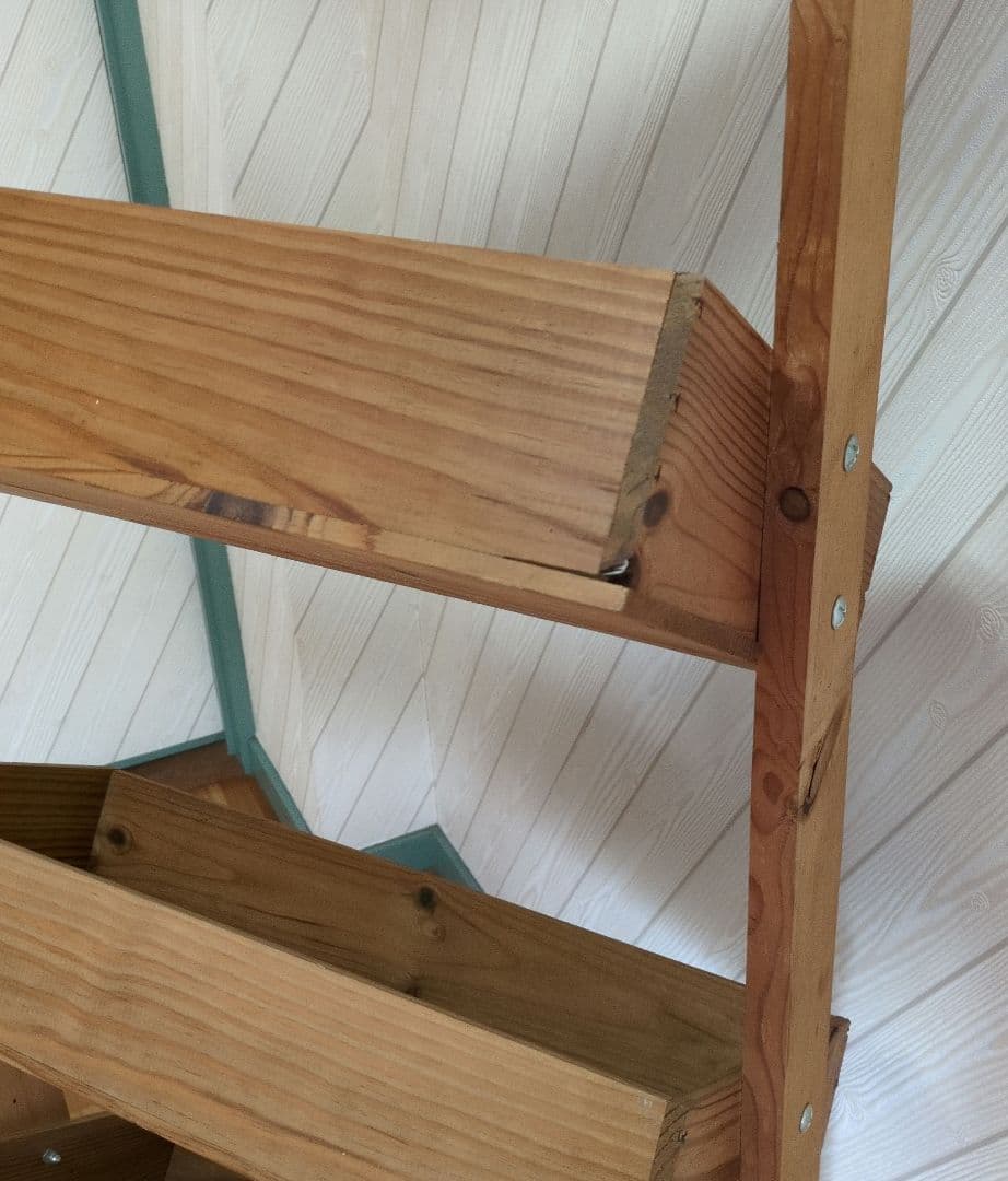 木製　陳列用傾斜ラック　4段　ワイン陳列棚　希少　店舗ディスプレイ　ワイン木箱