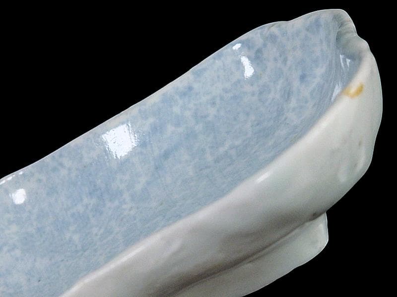 古伊万里　染付　型刷印判　幾何学文様の図　変形皿　江戸期　E649AS-CTm