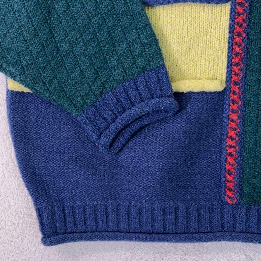 希少90s【マンシングウェア】3Dデザインニット クレイジーパターン 日本製 M