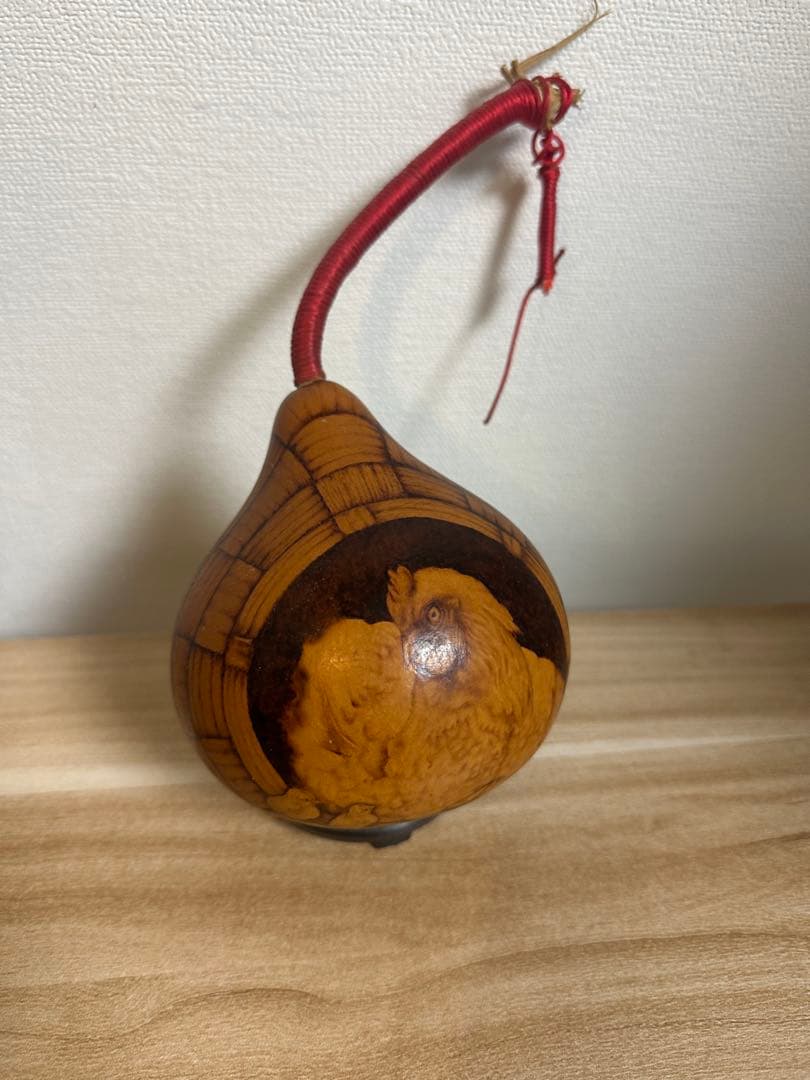 木製ひょうたん型鶏の装飾品焼き絵