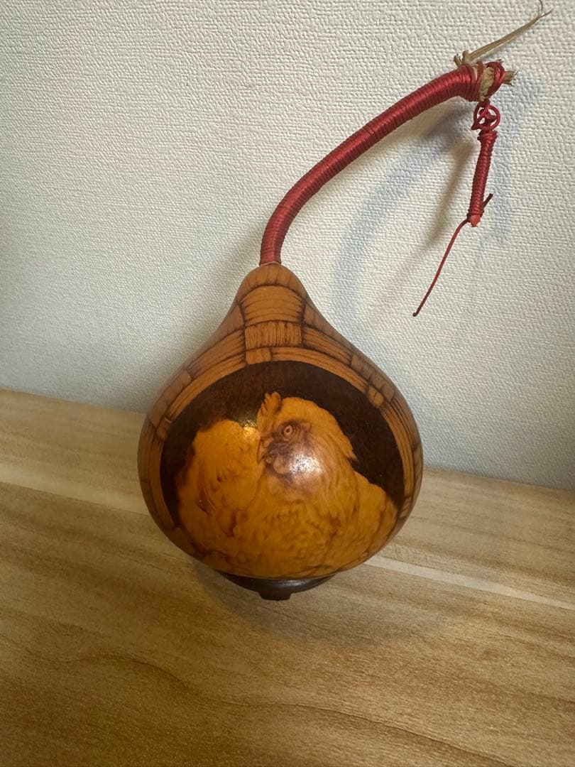 木製ひょうたん型鶏の装飾品焼き絵