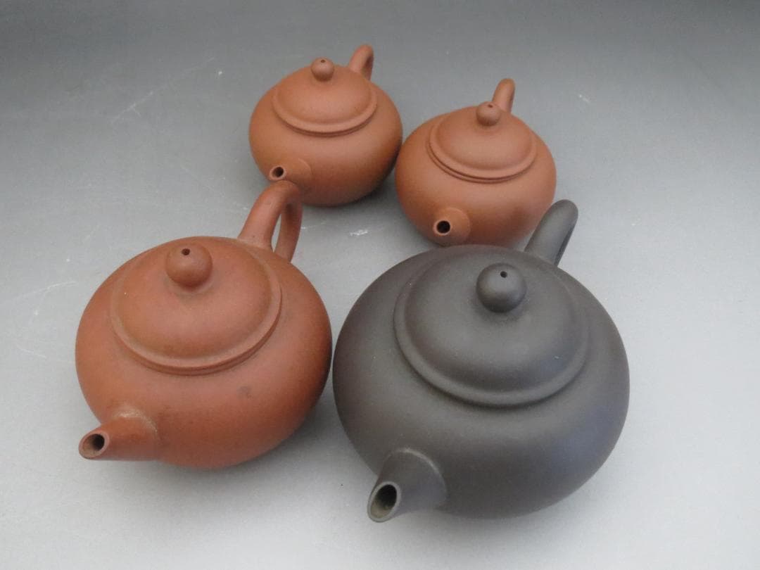 ★中国宜興　急須　4客　朱泥★煎茶道具・茶道具・唐物・紫砂・茶器