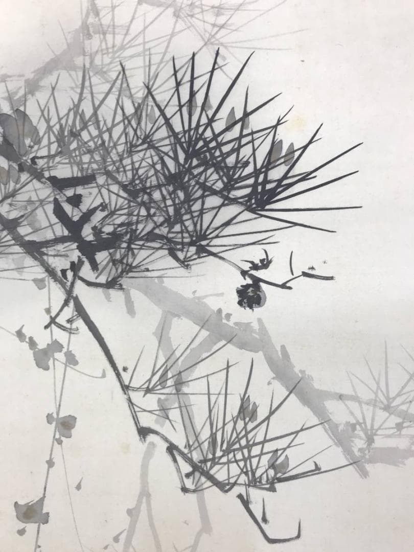 真作/森口白鯰/游鯉図/遊鯉図/鯉図/松鯉図/掛軸/名家伝来AE-387