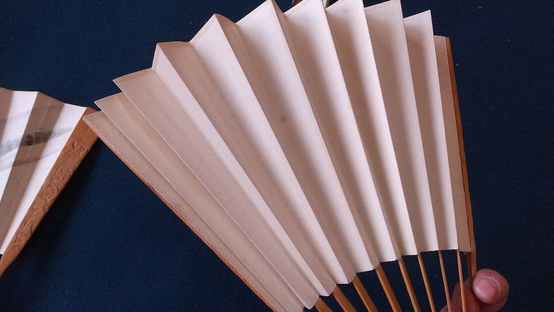 中国 子安刻 山水扇子 要破損 書画篆刻 頂布五層 舒蓮記監製？