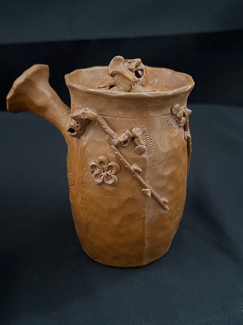 田島万古焼　勝三窯　田嶋勝三　手捻り　蛙と梅　茶道具　湯呑　茶器　陶芸