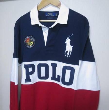 M ラルフローレン クッキーパッチ ラガーシャツ POLOロゴ