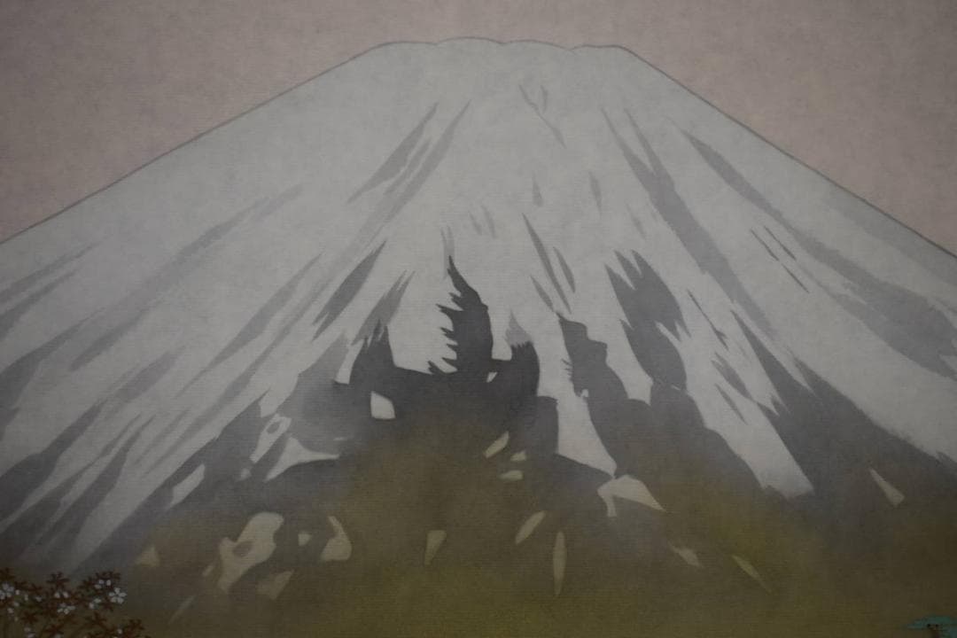 複製/横山大観/桜花/富士山水図/横物/工芸/タトウ箱付/布袋屋掛軸HJ-482