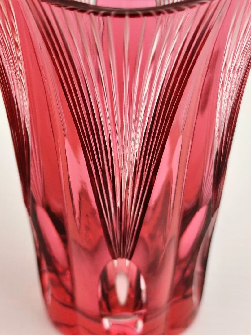 希少品★江戸切子 黒川昭男 金赤被 グラス（切子、江戸切子、薩摩切子）