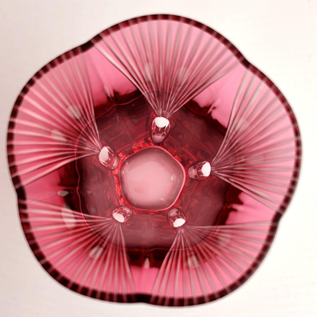 希少品★江戸切子 黒川昭男 金赤被 グラス（切子、江戸切子、薩摩切子）