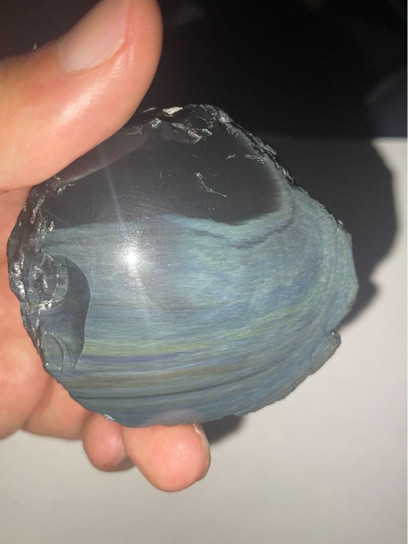 研磨品　十勝石玲瓏　両面磨き特級玲瓏　レインボーオブシディアン