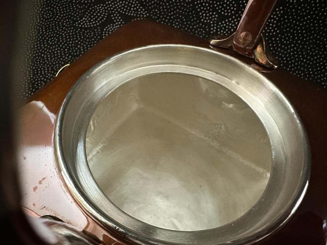 極上純銀製 四面取 心経文彫 玉摘み蓋 銅被せ銀瓶 煎茶道具 湯沸 重量786g