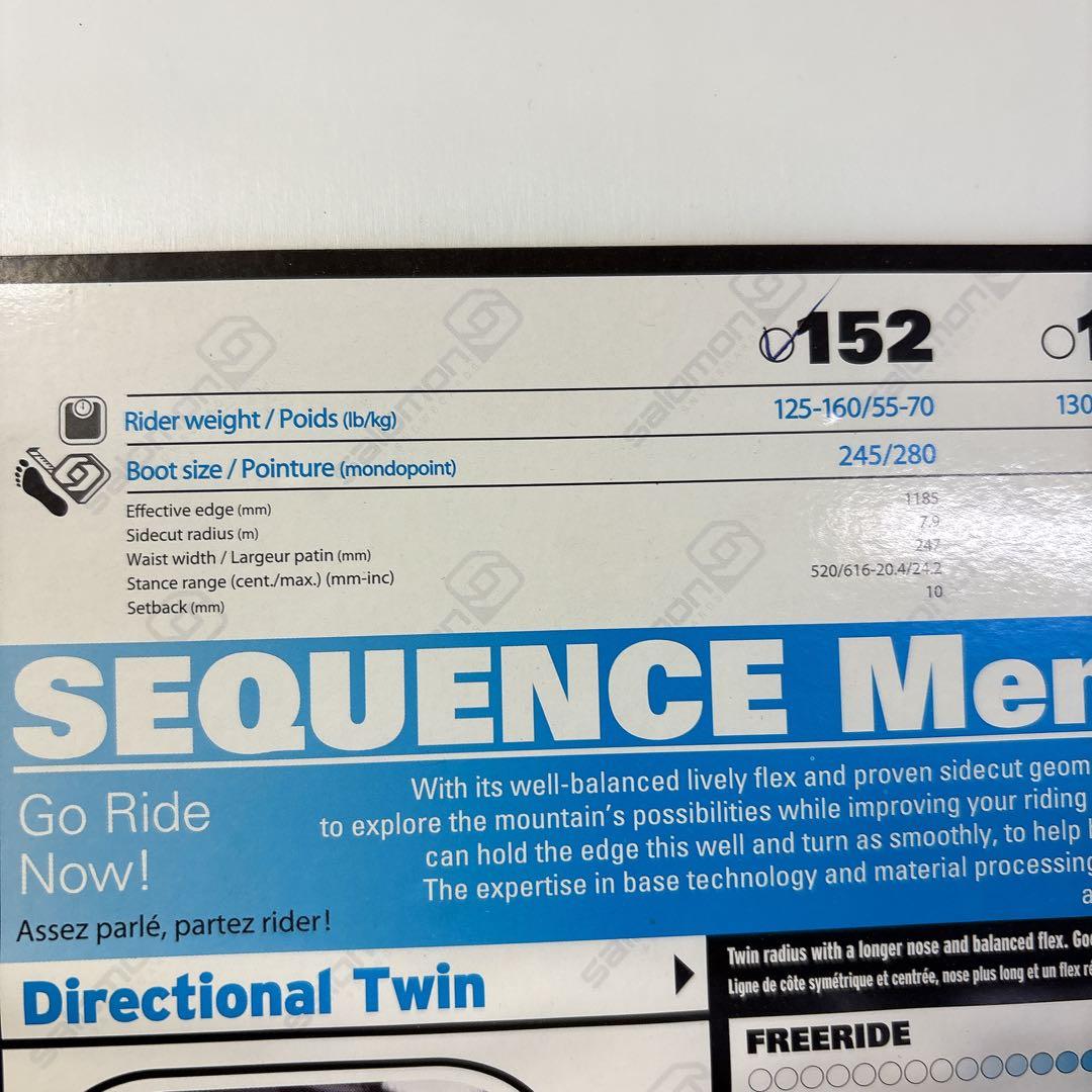 【未使用】サロモン　sequence FORCE ビンディング付き　152cm