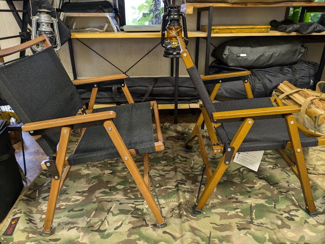 BUNDOK ロースタイル チェア BAMBOO <ブラック> ２脚セット